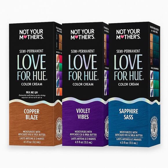 Not Your Mother’s Love For Hue Semi-Permanent Hair Color Set 3 Shades 4.5oz - Picture 1 of 6